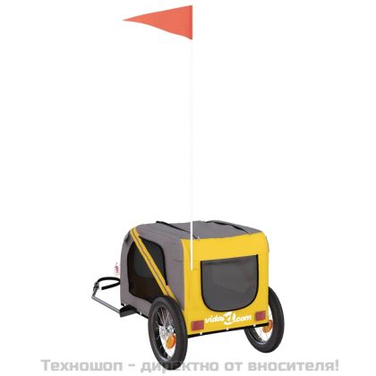 Ремарке за колело за любимци жълт и сив Оксфорд плат и желязо