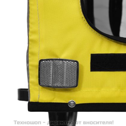 Ремарке за колело за любимци жълт и сив Оксфорд плат и желязо