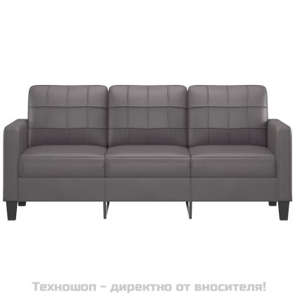 3-местен диван, сив, 180 см, изкуствена кожа
