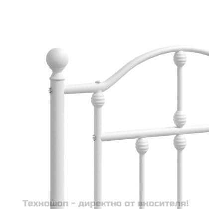 Метална рамка за легло с горна и долна табла, бяла, 183x213 см