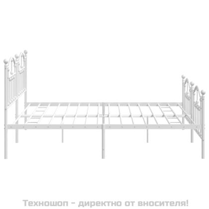 Метална рамка за легло с горна и долна табла, бяла, 200x200 см