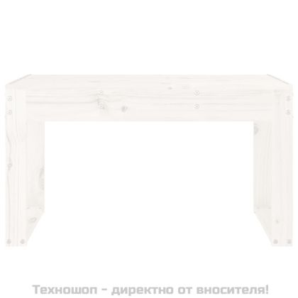 Градинска пейка, бяла, 80x38x45 см, борово дърво масив