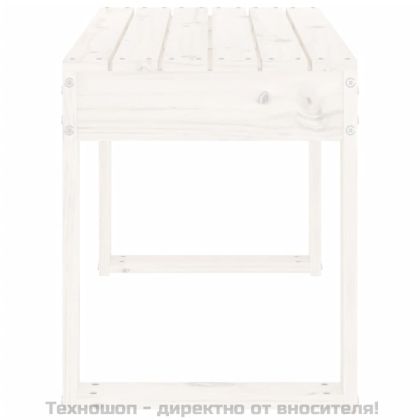 Градинска пейка, бяла, 80x38x45 см, борово дърво масив