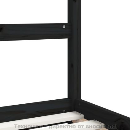 Детска рамка за легло, черна, 90x190 см, бор масив