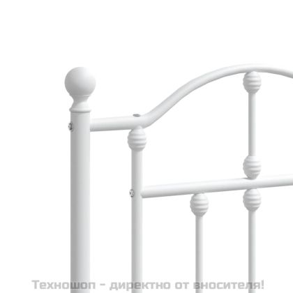 Метална рамка за легло с горна табла, бяла, 200x200 см