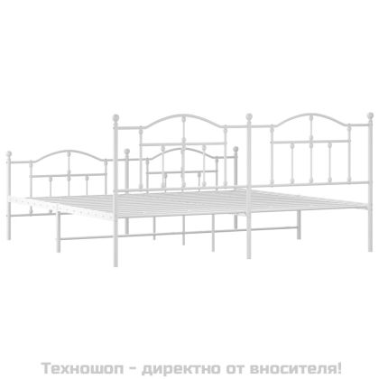Метална рамка за легло с горна и долна табла, бяла, 193x203 см