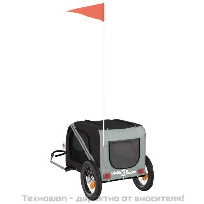 Ремарке за колело за любимци сив и черен Оксфорд плат и желязо