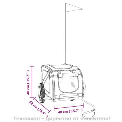 Ремарке за колело за любимци сив и черен Оксфорд плат и желязо