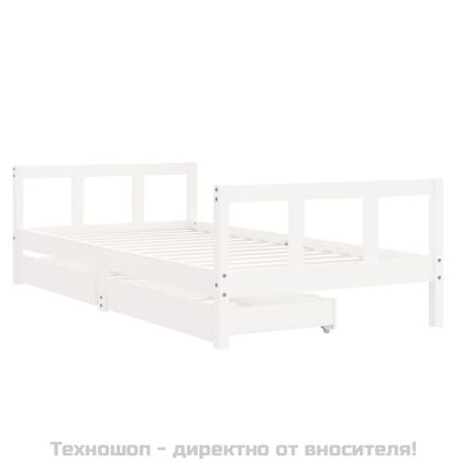Детска рамка за легло с чекмеджета, бяла, 90x190 см, бор масив