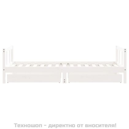 Детска рамка за легло с чекмеджета, бяла, 90x190 см, бор масив