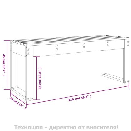 Градинска пейка сива 110x38x45 см борово дърво масив