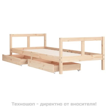 Рамка за детско легло с чекмеджета, 80x200 см, чам масив