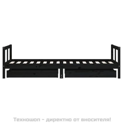 Рамка за детско легло с чекмеджета, черно, 80x200 см, чам масив