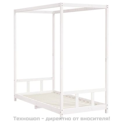 Детска рамка за легло, бяла, 90x190 см, бор масив