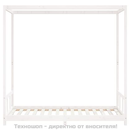 Детска рамка за легло, бяла, 90x190 см, бор масив