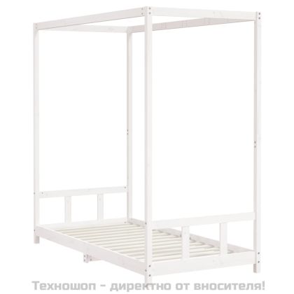 Детска рамка за легло, бяла, 90x190 см, бор масив