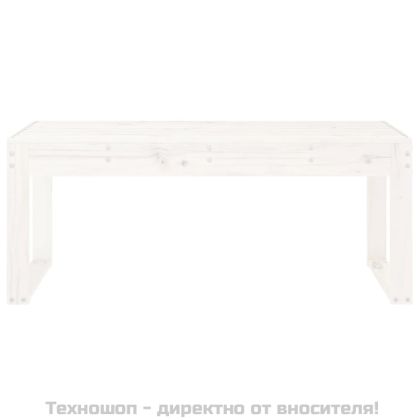 Градинска пейка, бяла, 110x38x45 см, борово дърво масив