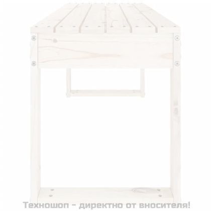 Градинска пейка, бяла, 110x38x45 см, борово дърво масив
