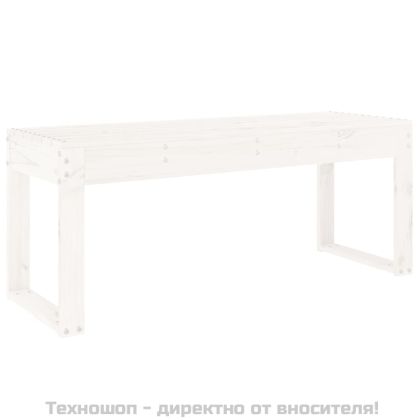 Градинска пейка, бяла, 110x38x45 см, борово дърво масив