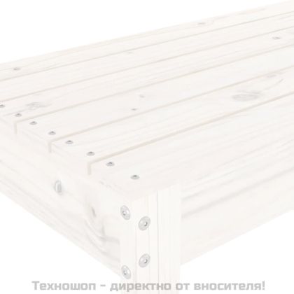Градинска пейка, бяла, 110x38x45 см, борово дърво масив