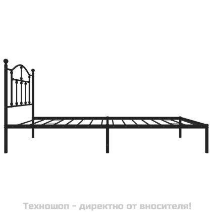 Метална рамка за легло с горна табла, черна, 90x200 см