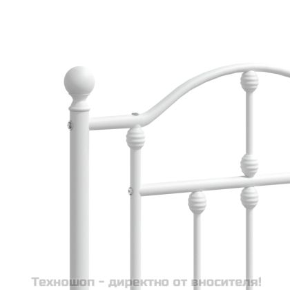 Метална рамка за легло с горна табла, бяла, 160x200 см