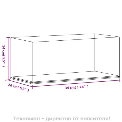 Кутия витрина, прозрачна, 34x16x14 см, акрил