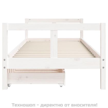 Рамка за детско легло с чекмеджета, бяла, 80x200 см, чам масив