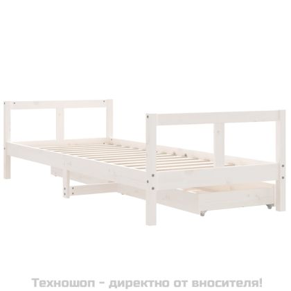 Рамка за детско легло с чекмеджета, бяла, 80x200 см, чам масив