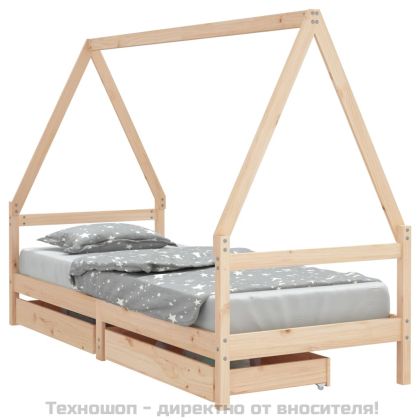 Рамка за детско легло с чекмеджета, 80x200 см, чам масив