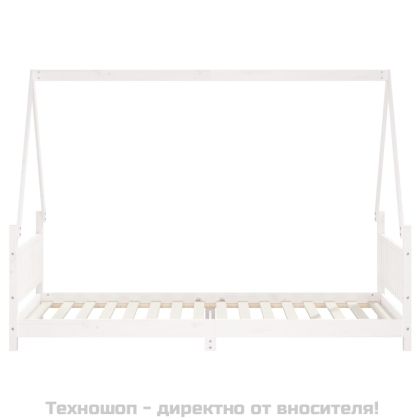 Рамка за детско легло бяла 90x200 см масивна борова дървесина