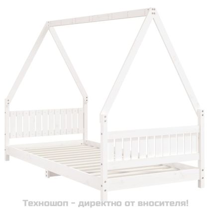 Рамка за детско легло бяла 90x200 см масивна борова дървесина