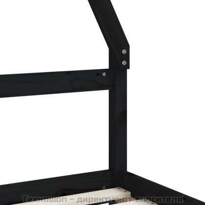 Рамка за детско легло с чекмеджета, черно, 80x200 см, чам масив