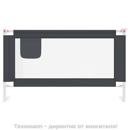 Ограничител за бебешко легло, тъмносив, 140x25 см, плат
