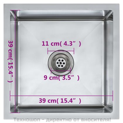 Ръчно изработена кухненска мивка, неръждаема стомана