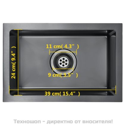 Ръчно изработена кухненска мивка, черна, неръждаема стомана