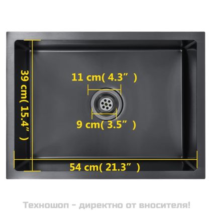 Ръчно изработена кухненска мивка, черна, неръждаема стомана