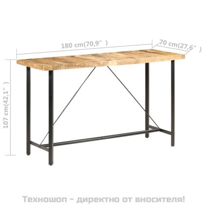 Бар маса, 180x70x107 cм, груба мангова дървесина