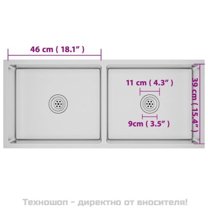 Ръчно изработена кухненска мивка, неръждаема стомана