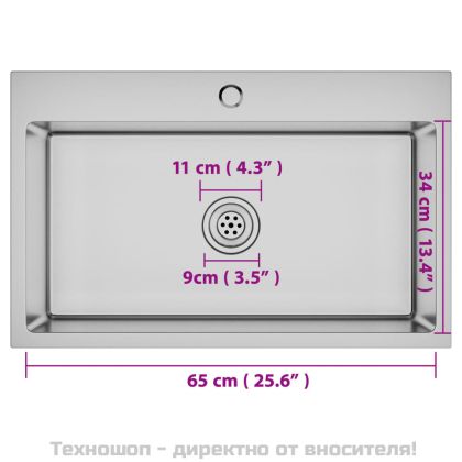 Ръчно изработена кухненска мивка, неръждаема стомана