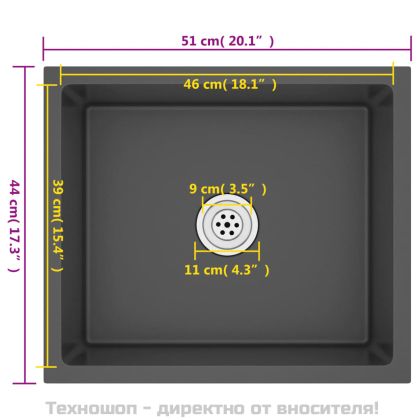 Ръчно изработена кухненска мивка, черна, неръждаема стомана