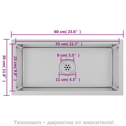 Ръчно изработена кухненска мивка, неръждаема стомана