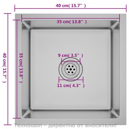 Ръчно изработена кухненска мивка, неръждаема стомана