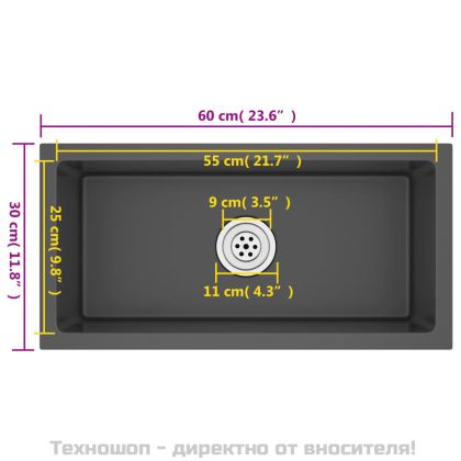 Ръчно изработена кухненска мивка, черна, неръждаема стомана