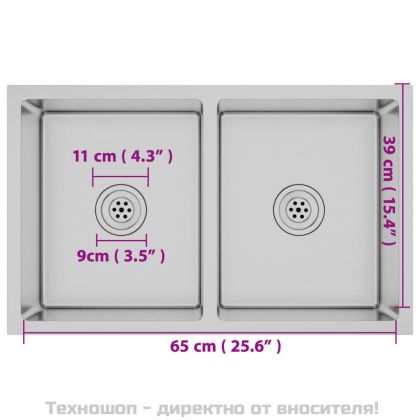 Ръчно изработена кухненска мивка, неръждаема стомана
