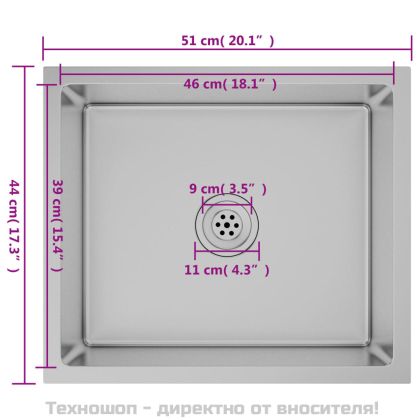 Ръчно изработена кухненска мивка, неръждаема стомана