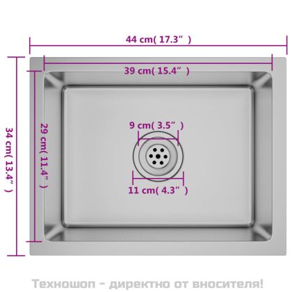 Ръчно изработена кухненска мивка, неръждаема стомана