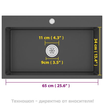 Ръчно изработена кухненска мивка, черна, неръждаема стомана