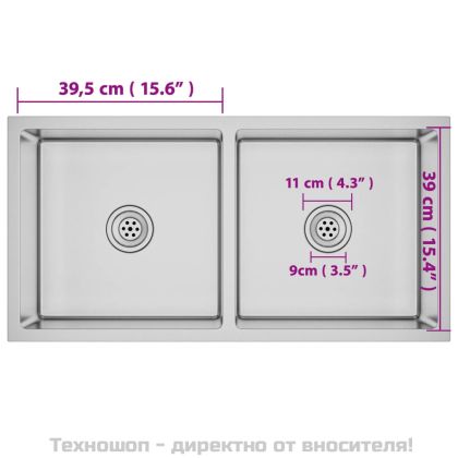 Ръчно изработена кухненска мивка, неръждаема стомана