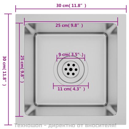 Ръчно изработена кухненска мивка, неръждаема стомана